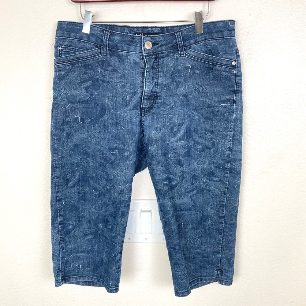 Vtg Lee Womens Jorts Capri Pant Sz 12 Denim Dark Wash Stretchy Minimalist Jean